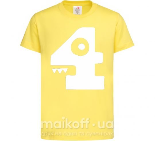 Дитяча футболка Four цифра 4 Лимонний фото