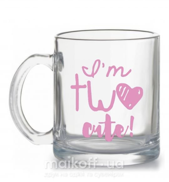 Чашка стеклянная I am two cute надпись Прозрачный фото