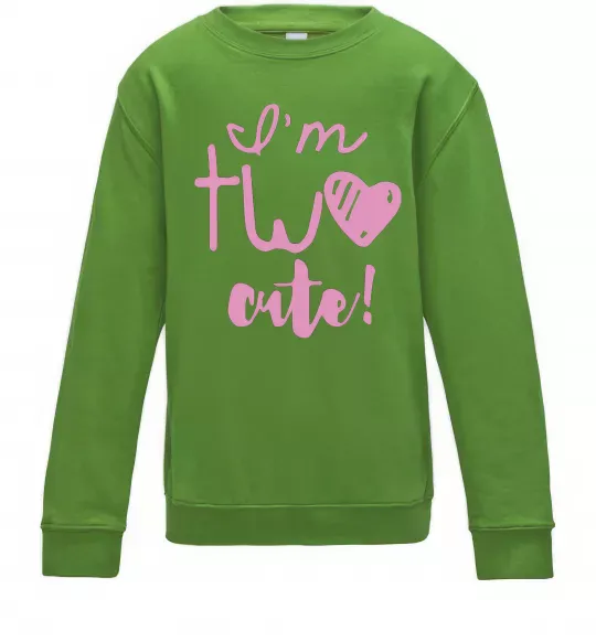 Дитячий світшот I am two cute надпись Лаймовий фото