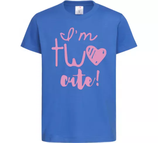 Детская футболка I am two cute надпись Ярко-синий фото