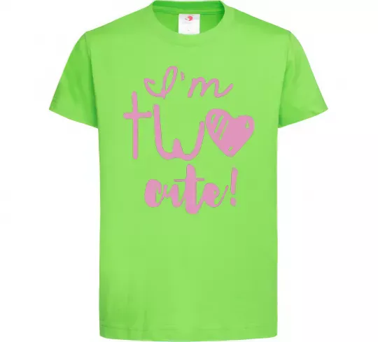 Детская футболка I am two cute надпись Лаймовый фото