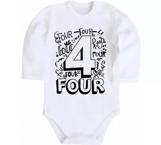 Детский боди 4 - Four Белый фото