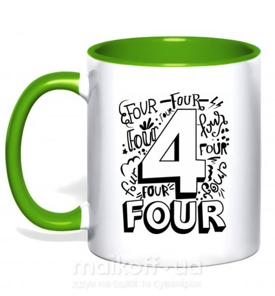 Чашка з кольоровою ручкою 4 - Four Зелений фото