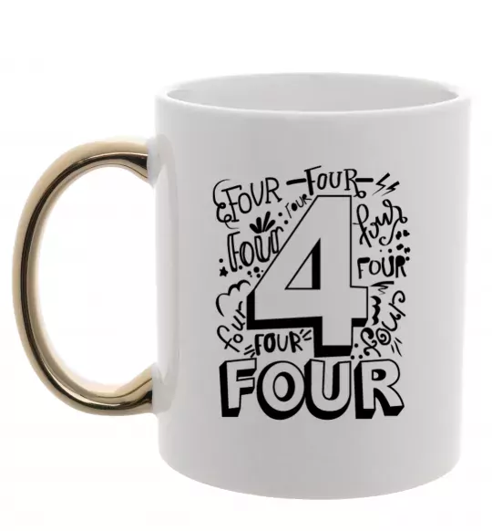 Чашка с цветной ручкой 4 - Four Золото фото