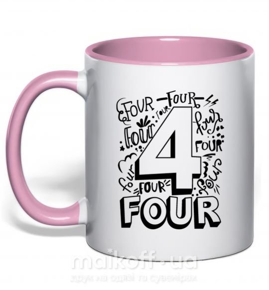 Чашка з кольоровою ручкою 4 - Four Ніжно рожевий фото