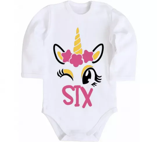 Детский боди Six unicorn Белый фото