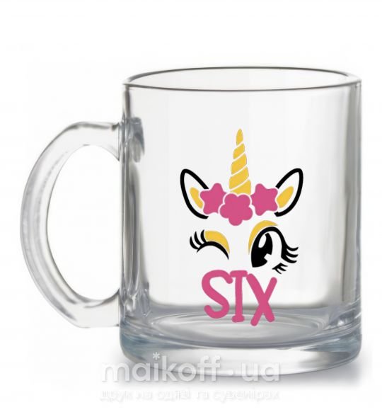 Чашка скляна Six unicorn Прозорий фото