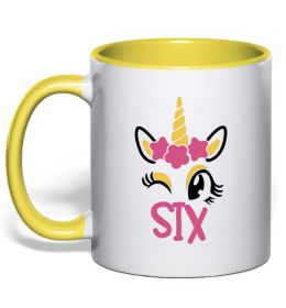 Чашка с цветной ручкой Six unicorn