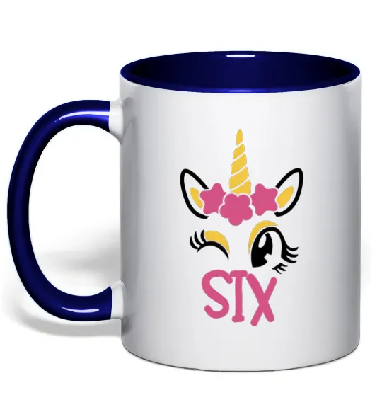 Чашка с цветной ручкой Six unicorn Глубокий темно-синий фото