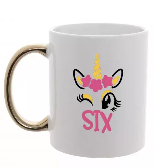 Чашка с цветной ручкой Six unicorn Золото фото