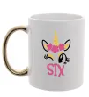 Чашка с цветной ручкой Six unicorn Золото фото