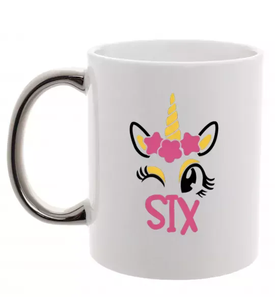 Чашка с цветной ручкой Six unicorn Серебро фото