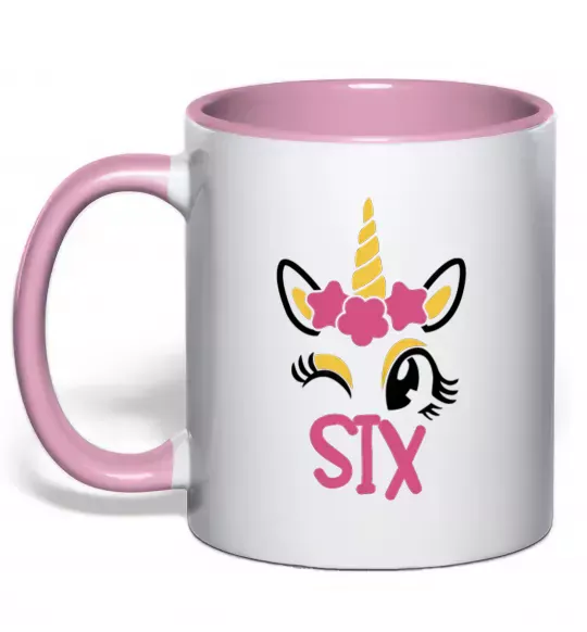 Чашка с цветной ручкой Six unicorn Нежно розовый фото