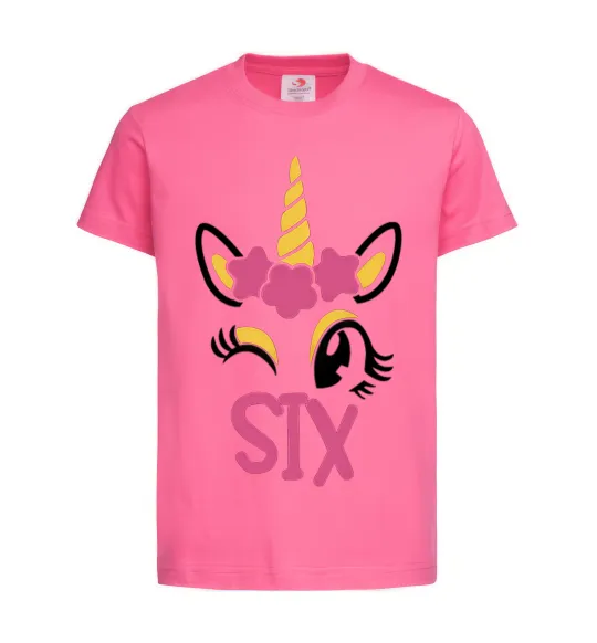 Дитяча футболка Six unicorn Яскраво-рожевий фото