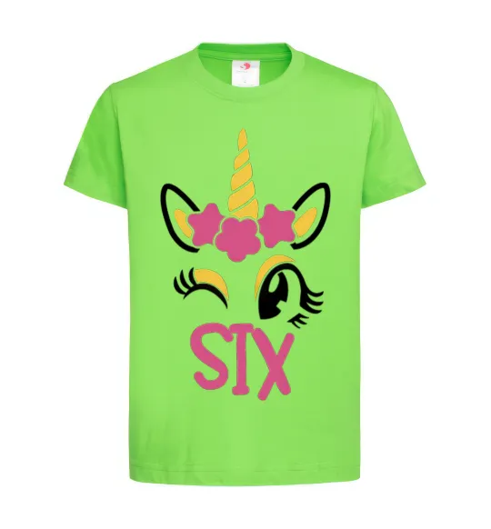 Дитяча футболка Six unicorn Лаймовий фото
