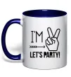 Чашка с цветной ручкой I am two let's party Глубокий темно-синий фото