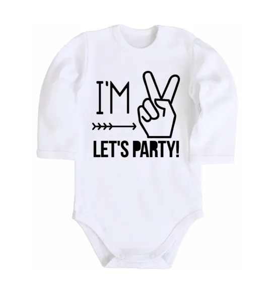 Детский боди I am two let's party Белый фото