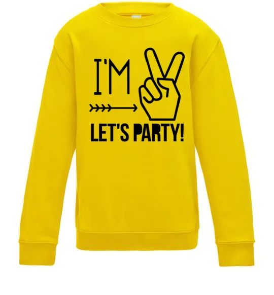 Дитячий світшот I am two let's party Сонячно жовтий фото