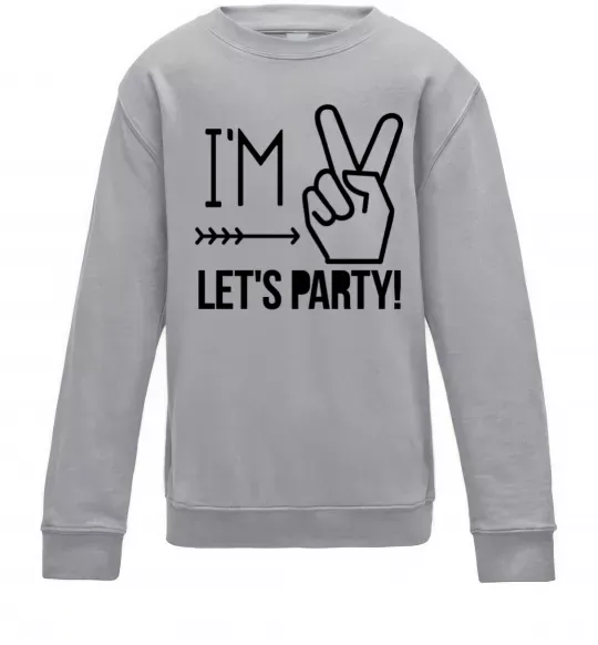 Дитячий світшот I am two let's party Сірий меланж фото