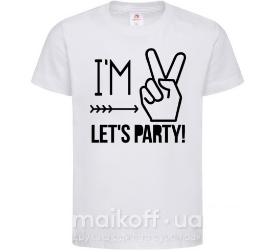Дитяча футболка I am two let's party Білий фото