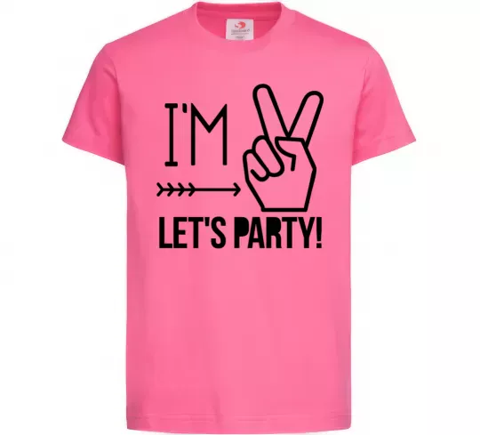Детская футболка I am two let's party Ярко-розовый фото