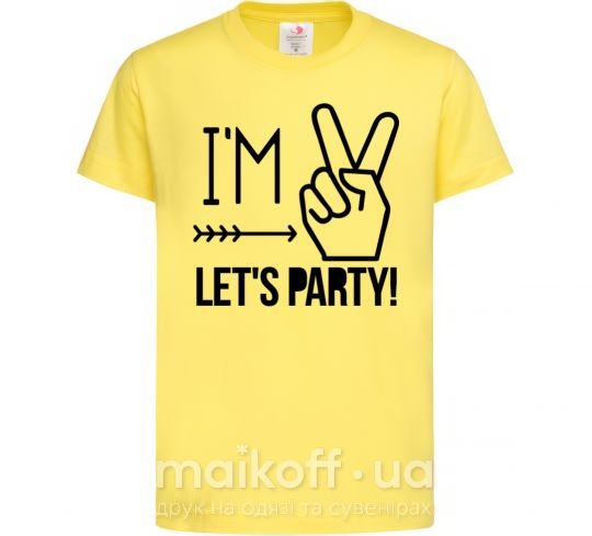 Дитяча футболка I am two let's party Лимонний фото