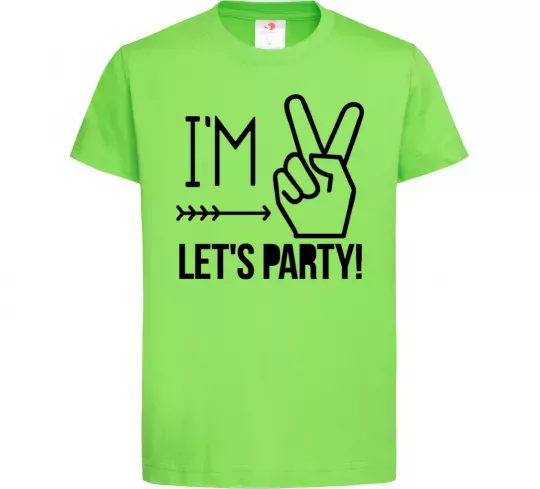 Детская футболка I am two let's party Лаймовый фото