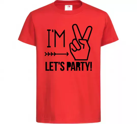 Детская футболка I am two let's party Красный фото
