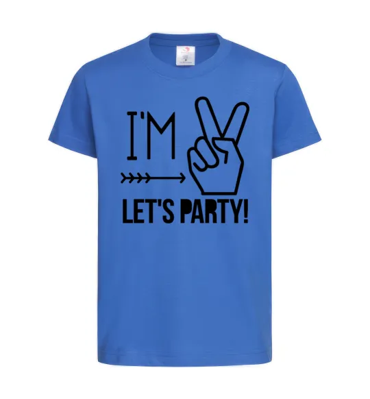 Дитяча футболка I am two let's party Яскраво-синій фото