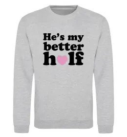 Свитшот He is my better half Серый меланж фото