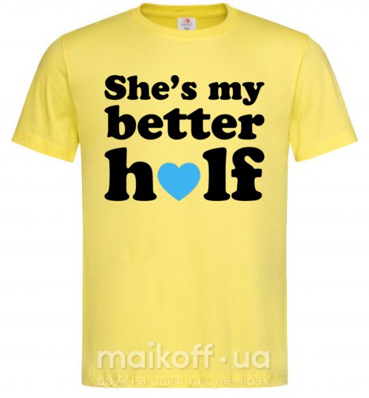 Мужская футболка She is my better half Лимонный фото
