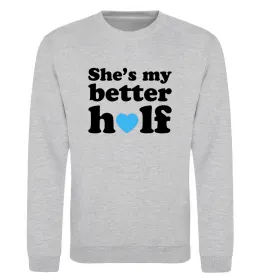 Свитшот She is my better half Серый меланж фото