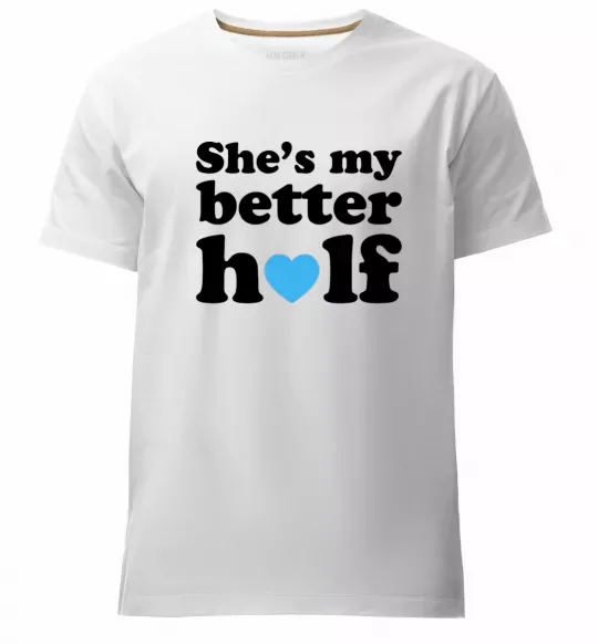 Мужская премиум футболка She is my better half Белый фото