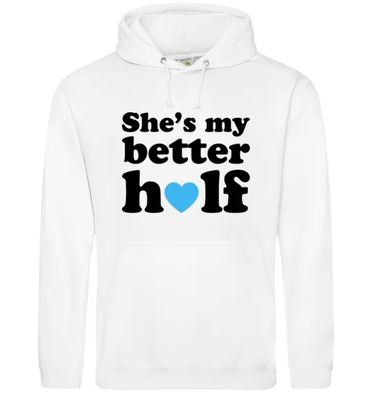 Мужская толстовка (худи) She is my better half Белый фото