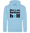 Мужская толстовка (худи) She is my better half Голубой Мужская толстовка (худи) She is my better half Голубой фото