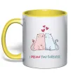 Чашка з кольоровою ручкою I meow you forever Сонячно жовтий фото