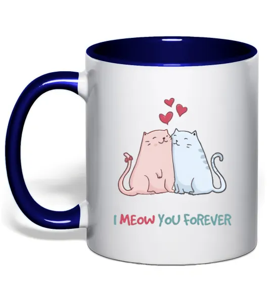 Чашка з кольоровою ручкою I meow you forever Глибокий темно-синій фото