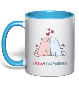 Чашка з кольоровою ручкою I meow you forever