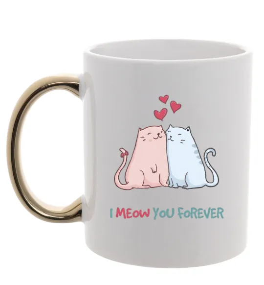 Чашка з кольоровою ручкою I meow you forever Золото фото