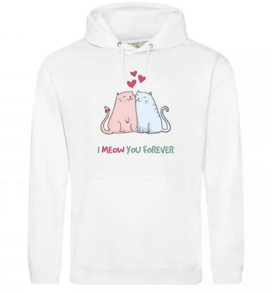 Мужская толстовка (худи) I meow you forever Белый фото