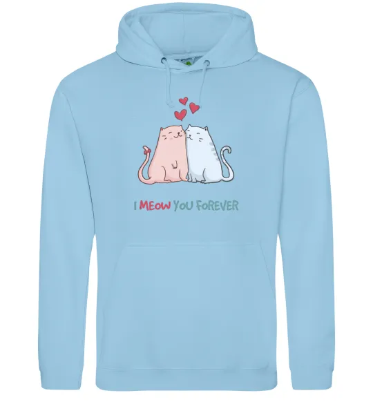 Мужская толстовка (худи) I meow you forever Голубой фото
