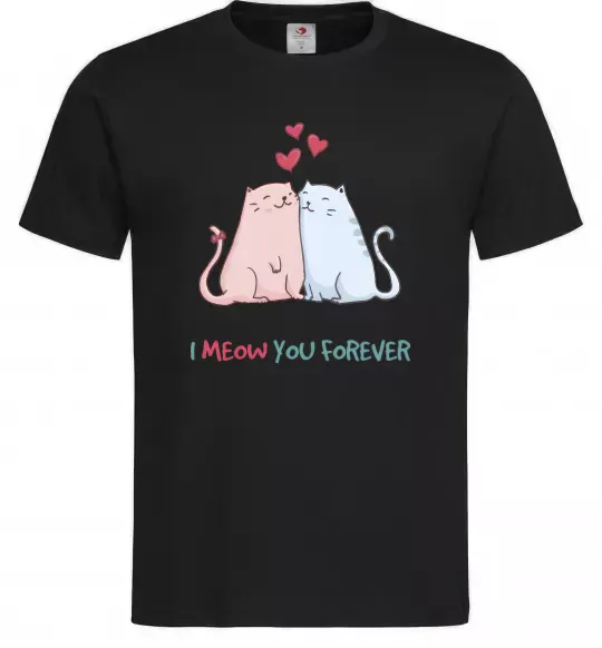 Мужская футболка I meow you forever Черный фото