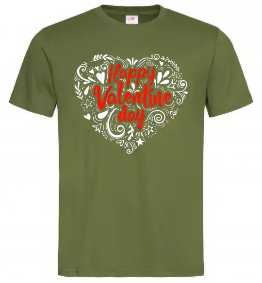 Мужская футболка Happy Valentines day Оливковый фото