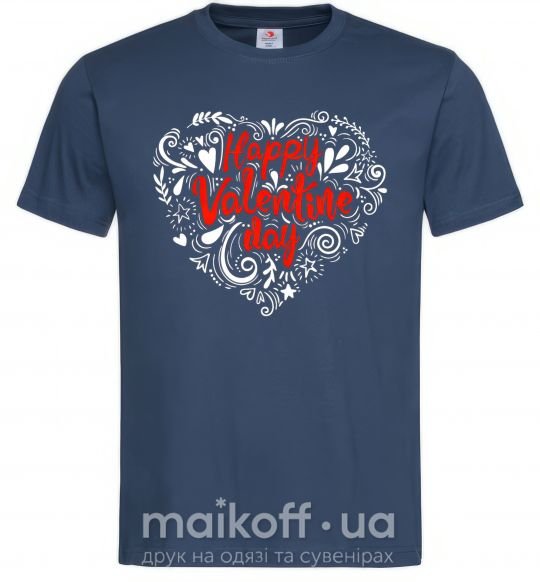 Чоловіча футболка Happy Valentines day Темно-синій фото