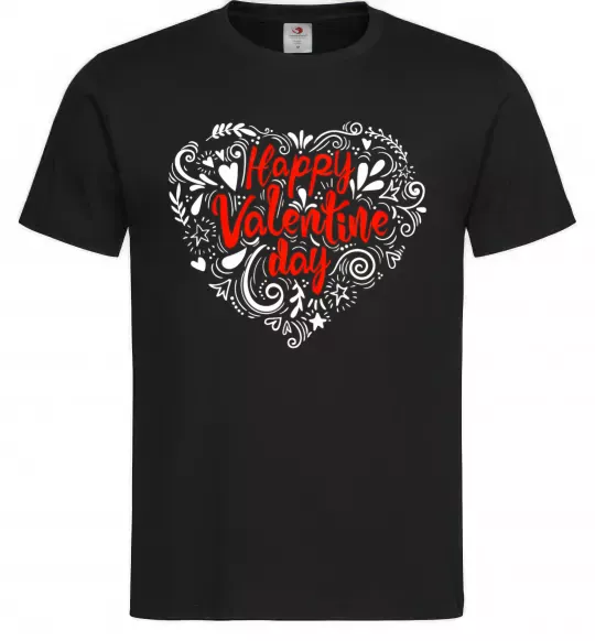 Мужская футболка Happy Valentines day Черный фото