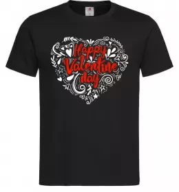 Мужская футболка Happy Valentines day Черный фото