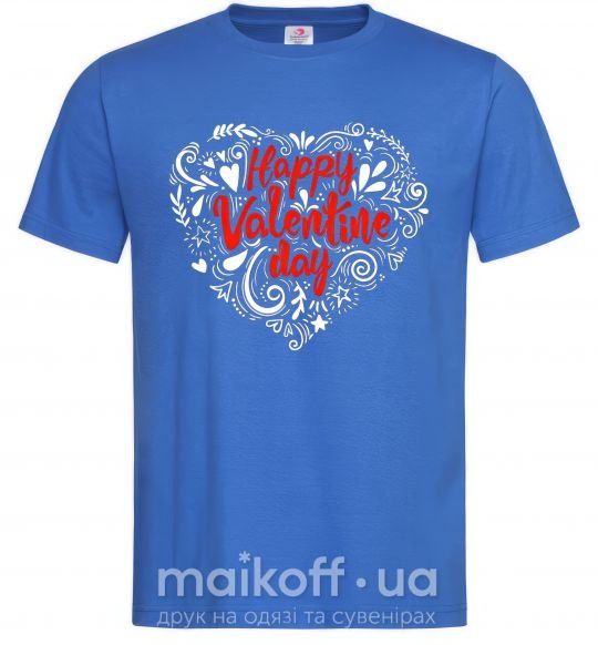 Мужская футболка Happy Valentines day Ярко-синий фото