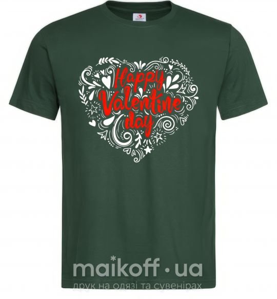 Мужская футболка Happy Valentines day Темно-зеленый фото
