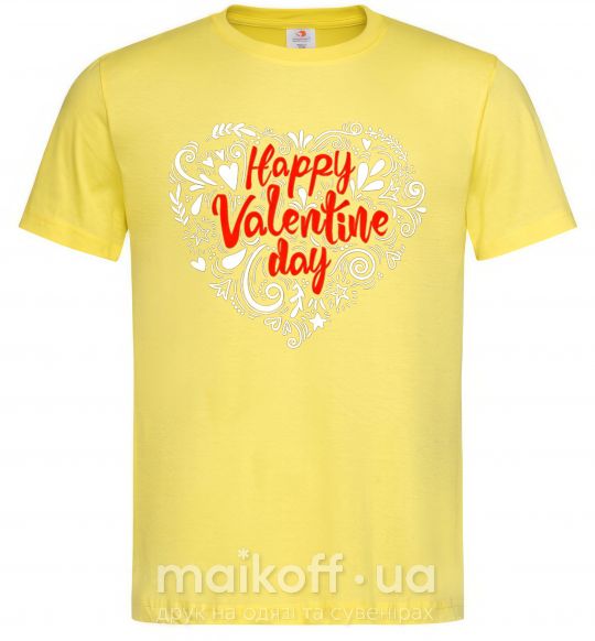 Мужская футболка Happy Valentines day Лимонный фото