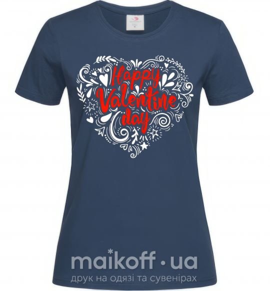 Жіноча футболка Happy Valentines day Темно-синій фото